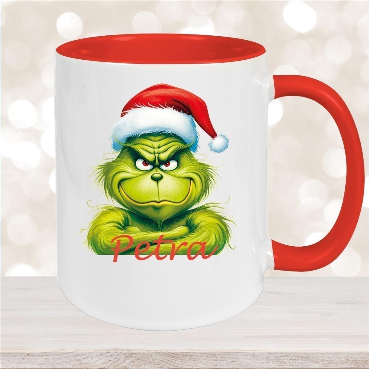 Tasse Wunschname Weihnachten Grinch 2 Keramik Kinderbecher versch. Farben
