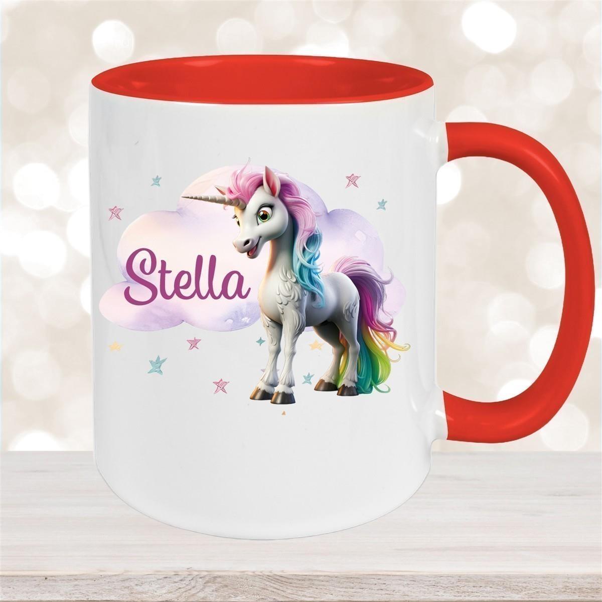 Tasse Einhorn Wolke 4 Wunschname Keramik Kinderbecher personalisiert versch. Farben