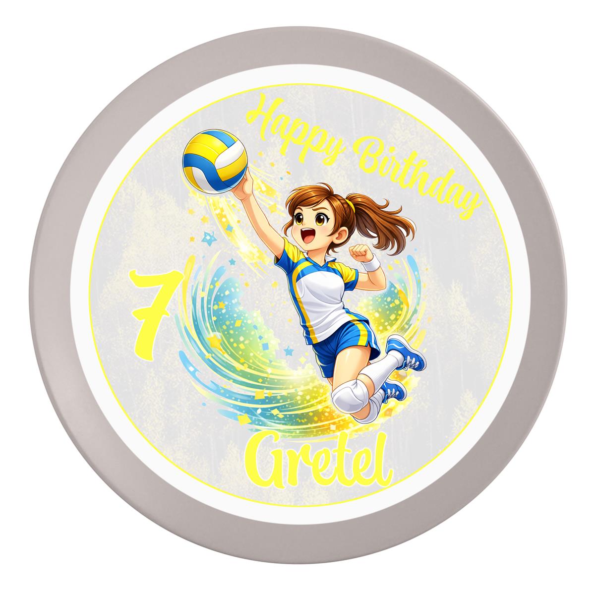 Tortenaufleger Geburtstag Volleyball 1 Name & Zahl (20cm) Fondant Papier