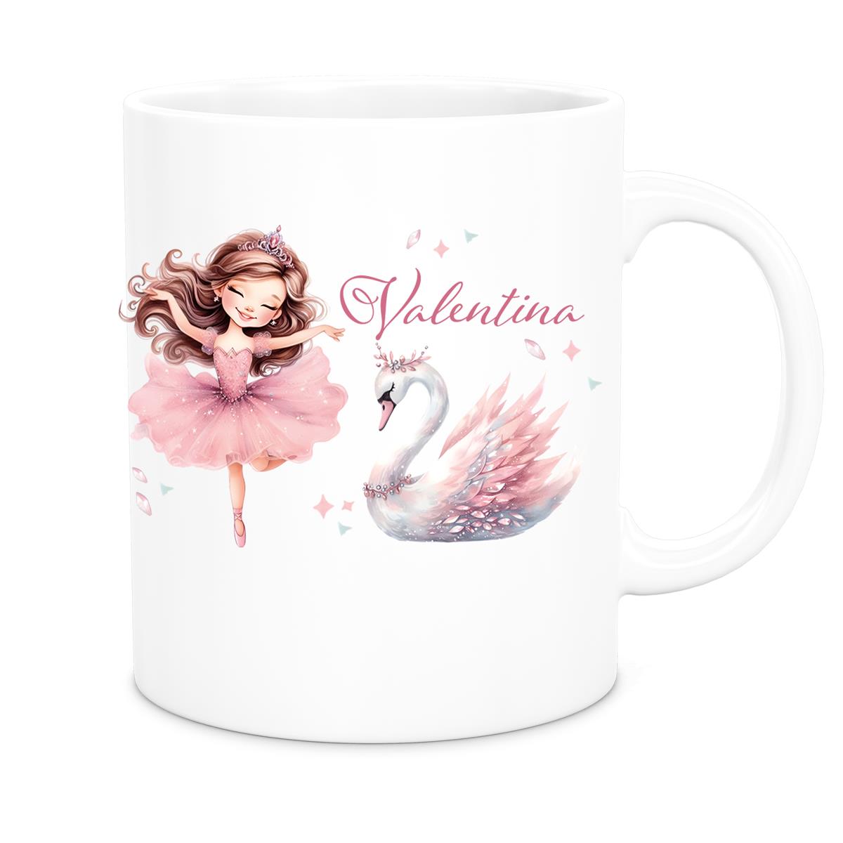 Tasse Ballerina 2 Wunschname Keramik Kinderbecher personalisiert versch. Farben