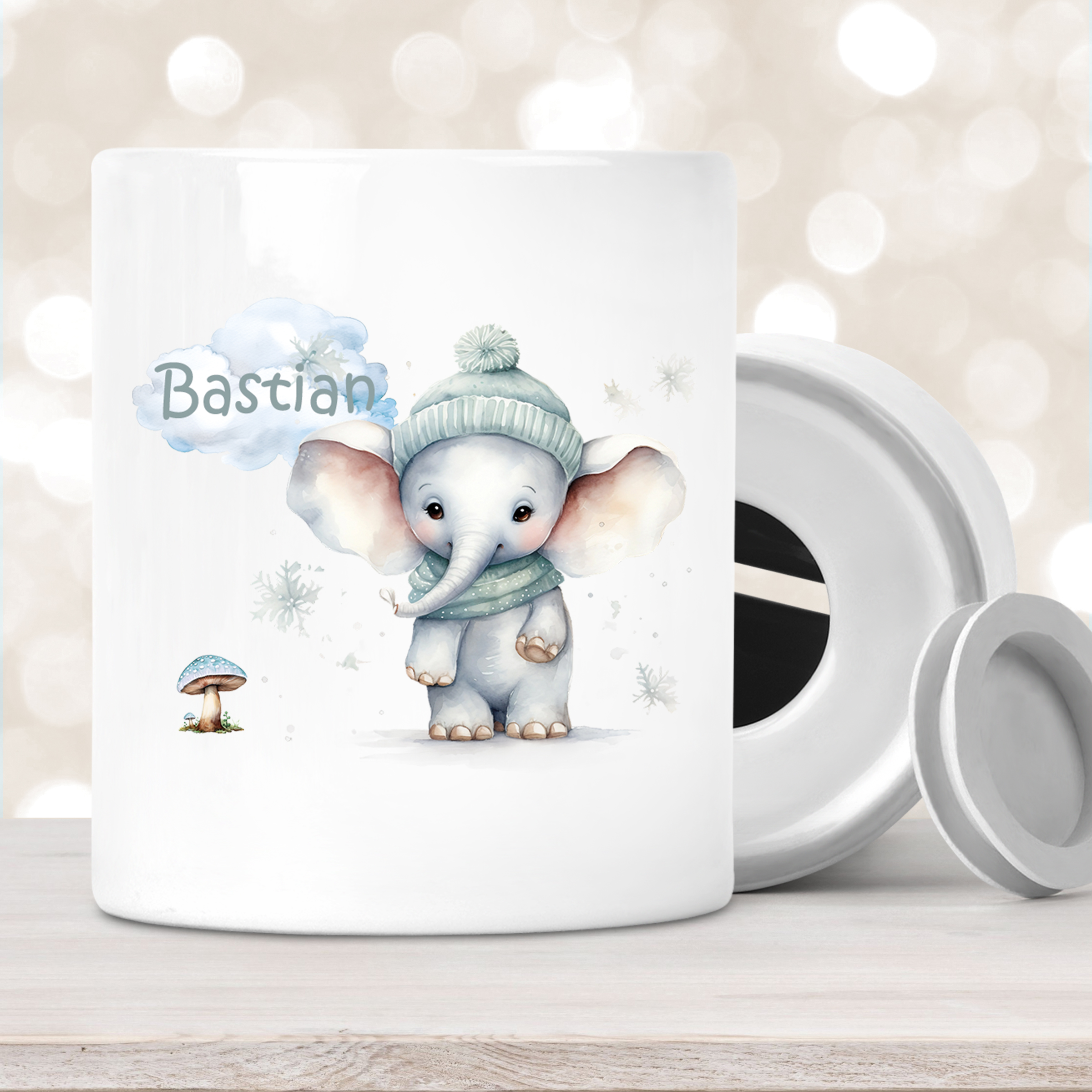 Spardose mit Wunschname Weihnachten Elefant #1 personalisiert