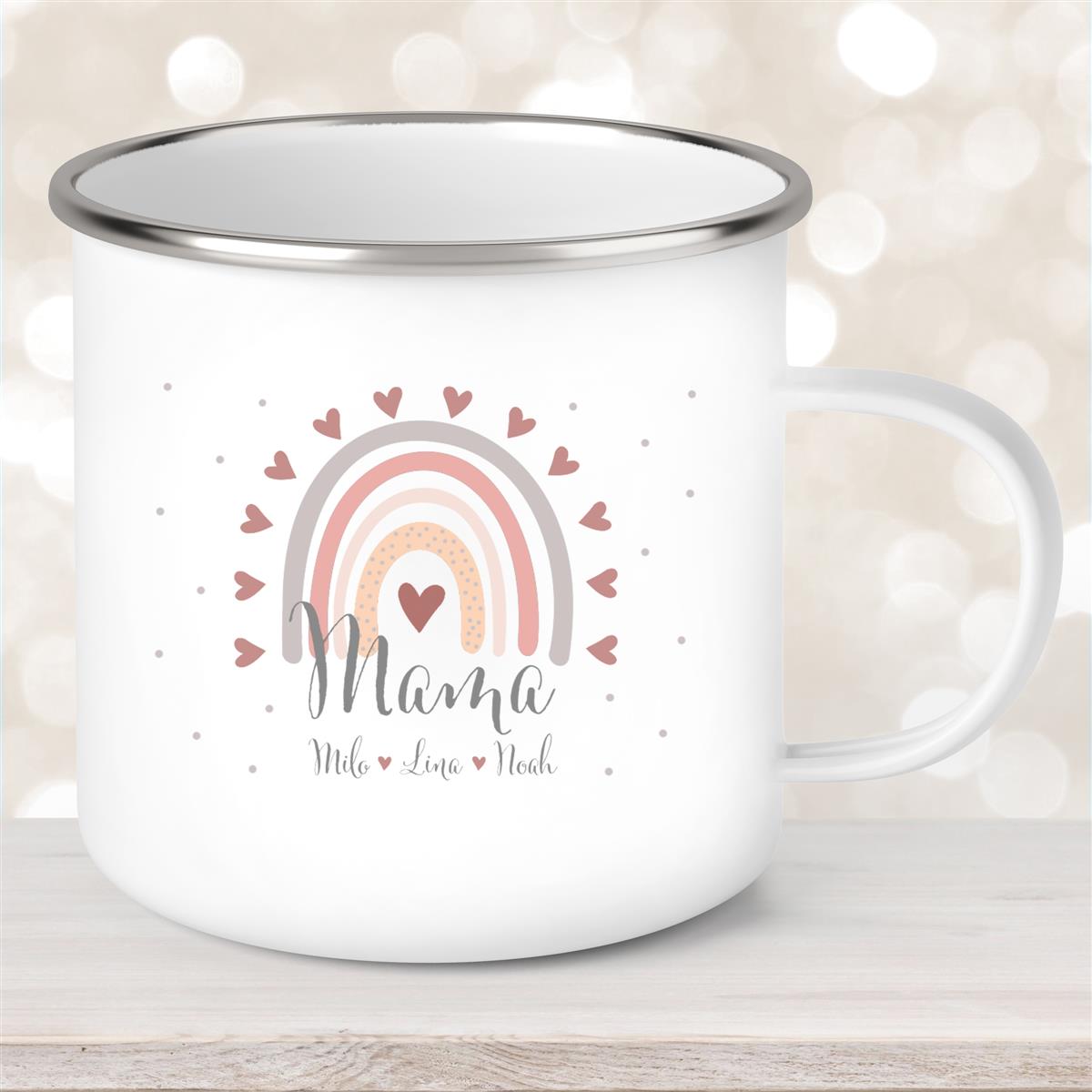 Tasse Muttertag #9 Wunschnamen Emaille Personalisiert