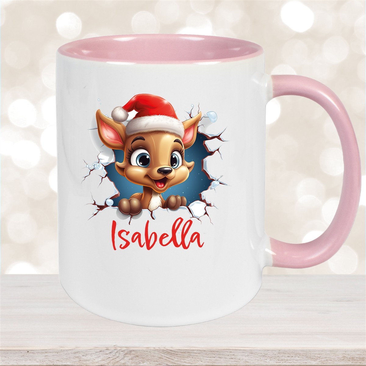 Tasse Wunschname Christmas Rentier #1 Keramik Kinderbecher versch. Farben
