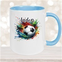 Tasse Wunschname Fußball 11 Keramik Kinderbecher personalisiert versch. Farben