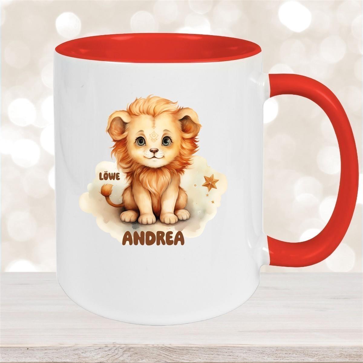 Tasse Sternzeichen Kinder Löwe 1 Wunschname Keramik Kinderbecher personalisiert versch. Farben