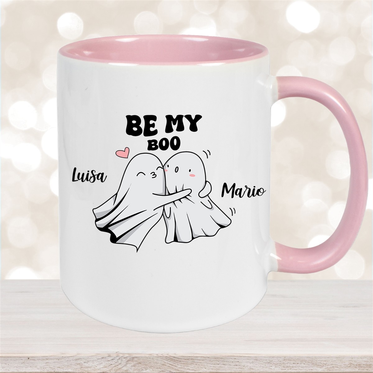 Tasse Liebe - BE MY BOO Valentinstag Wunschnamen Keramik personalisiert Altrosa