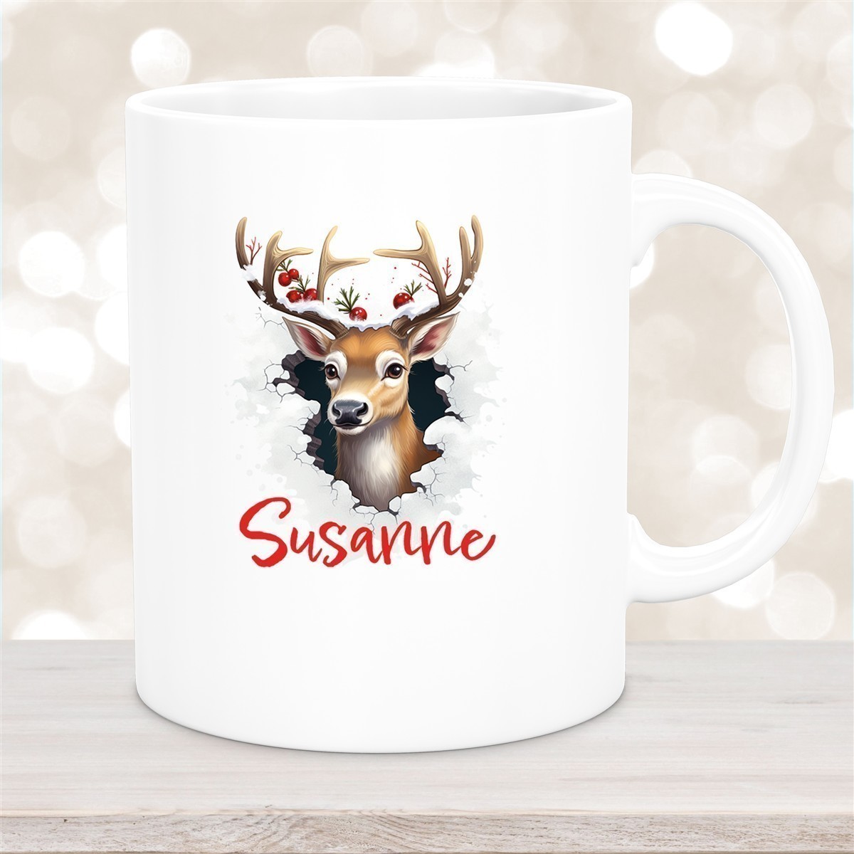 Tasse Wunschname Christmas Rentier #2 Keramik Kinderbecher Weiß Tasse Wunschname Christmas Rentier #2 Keramik Kinderbecher versch. Farben
