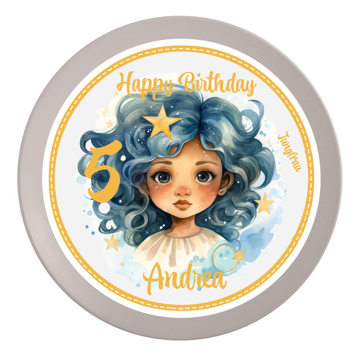 Tortenaufleger Geburtstag Sternzeichen Jungfrau #1 Name & Zahl (20cm) Fondant Papier