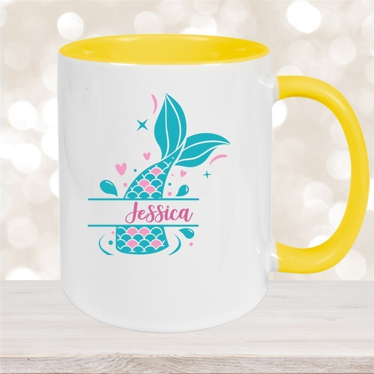 Tasse Meerjungfrau-Flosse #1 Wunschname Keramik Kinderbecher personalisiert versch. Farben