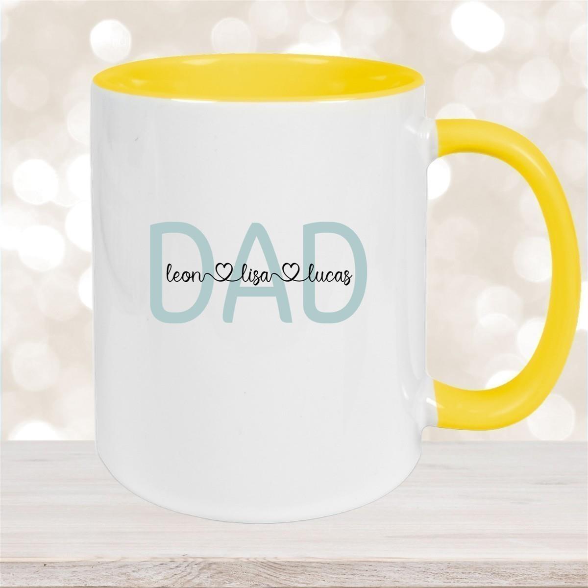 Tasse Vatertag 2 Wunschnamen Keramik Personalisiert versch. Farben