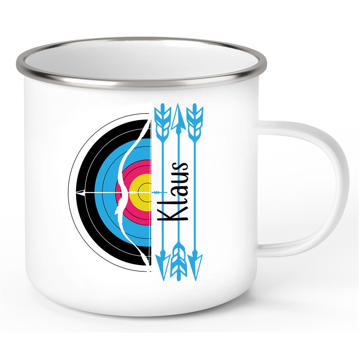 Tasse Bogenschütze 5 Wunschname Emaille personalisiert