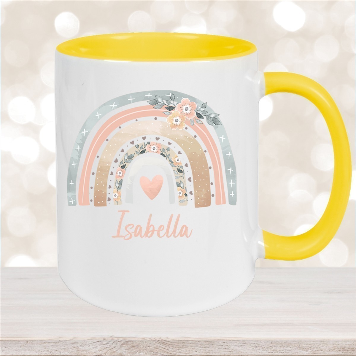 Tasse Wunschname Regenbogen #7 Keramik Kinderbecher versch. Farben