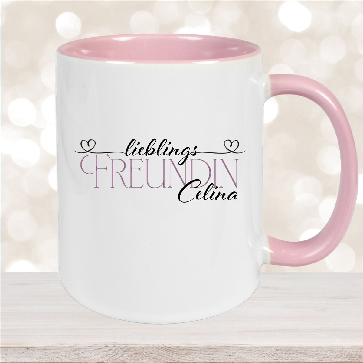 Tasse Wunschname Lieblings-Freundin #1 personalisiert Keramik Becher Altrosa