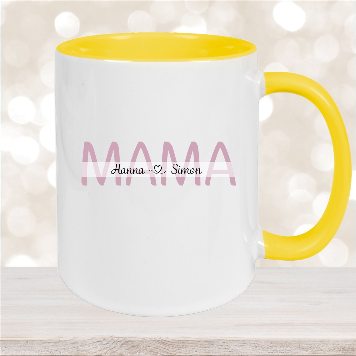 Tasse Muttertag #1 Wunschnamen Keramik Personalisiert Gelb
