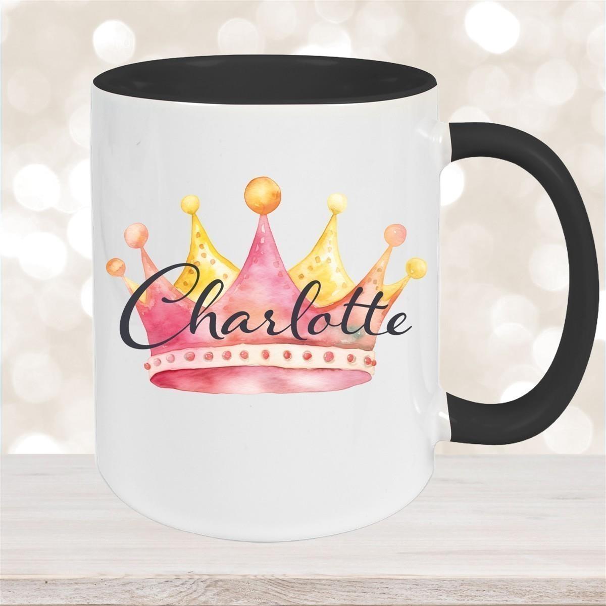 Tasse Krone 2 Wunschname Keramik Kinderbecher personalisiert versch. Farben