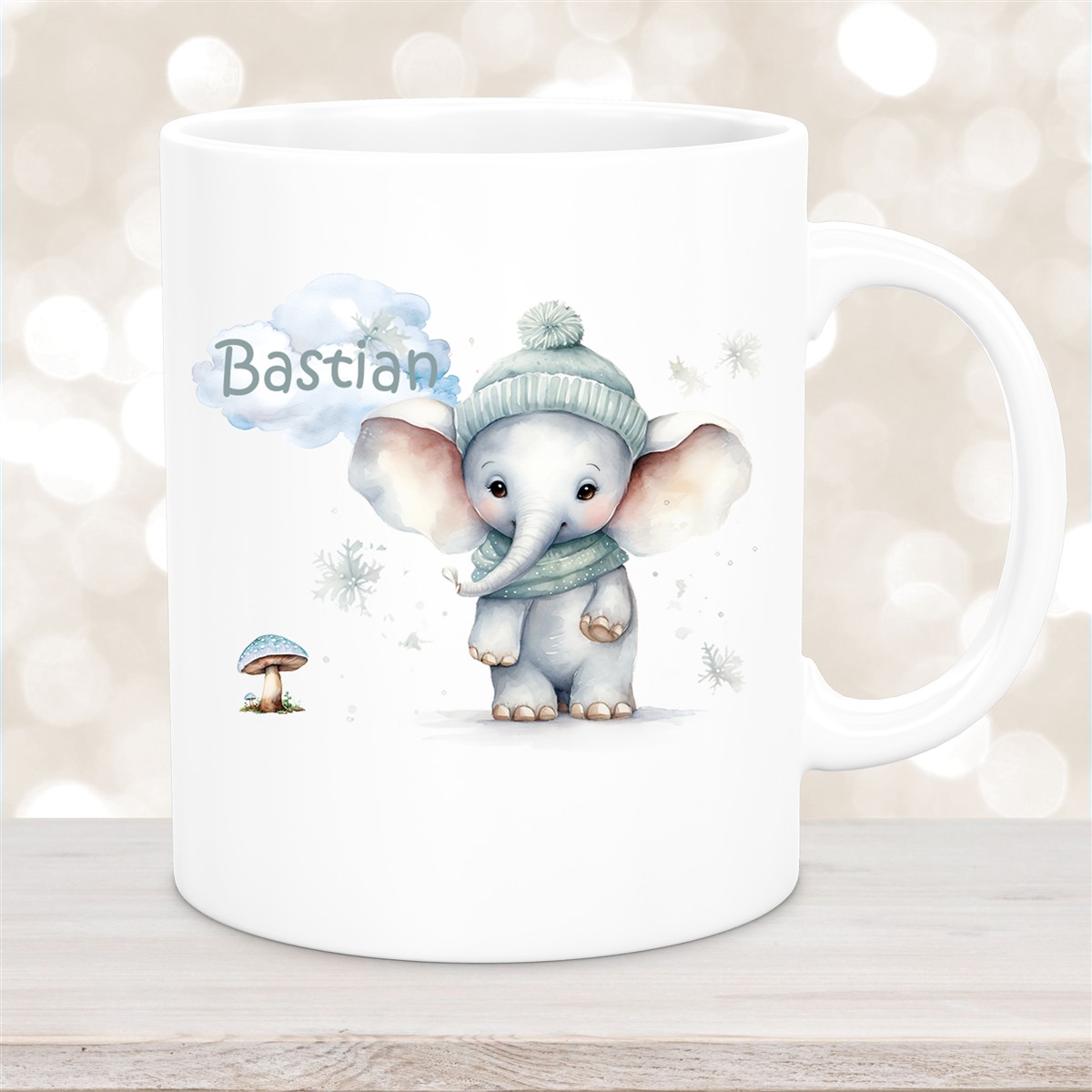 Tasse Wunschname Weihnachten Elefant #1 Keramik Kinderbecher versch. Farben