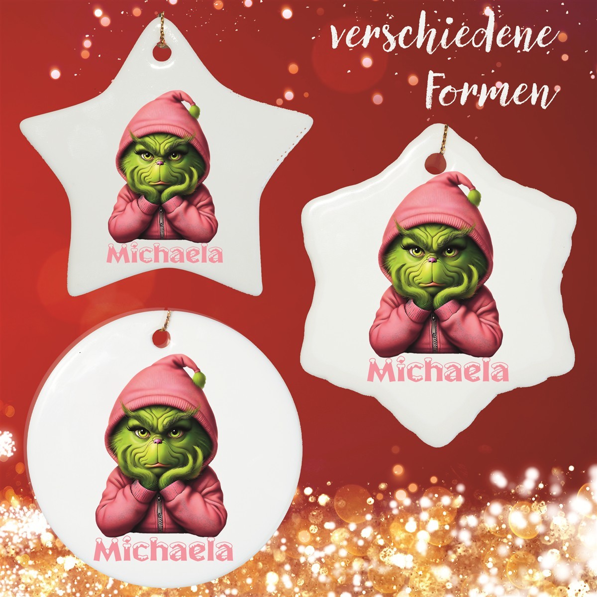 Christbaumanhänger Weihnachten Grinch #10 Ornament Christbaumschmuck versch. Formen Christbaumanhänger Weihnachten Grinch #10 Ornament Christbaumschmuck Rund