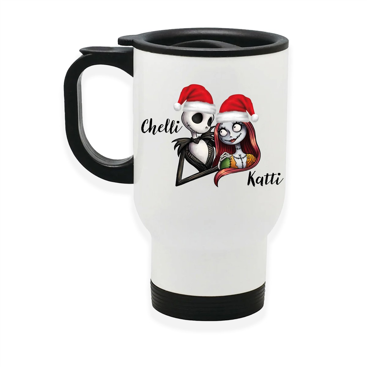 Edelstahl-Thermobecher mit Deckel Weihnachten Nightmare before Christmas 3 personalisiert weiß