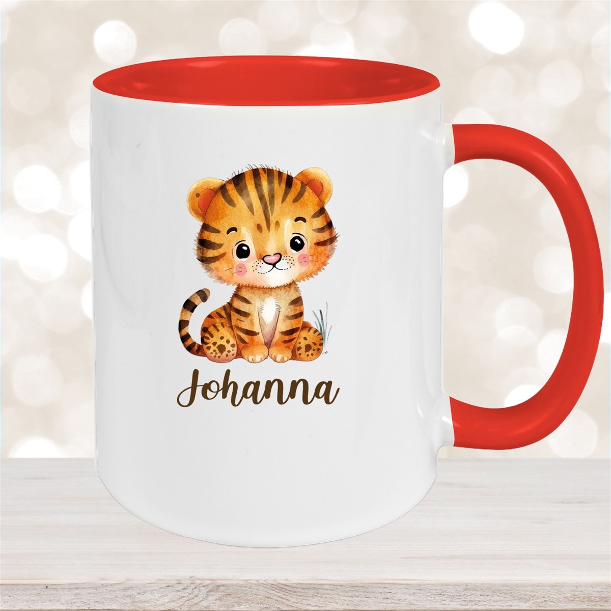 Tasse Wunschname Tiger #1 Keramik Kinderbecher versch. Farben