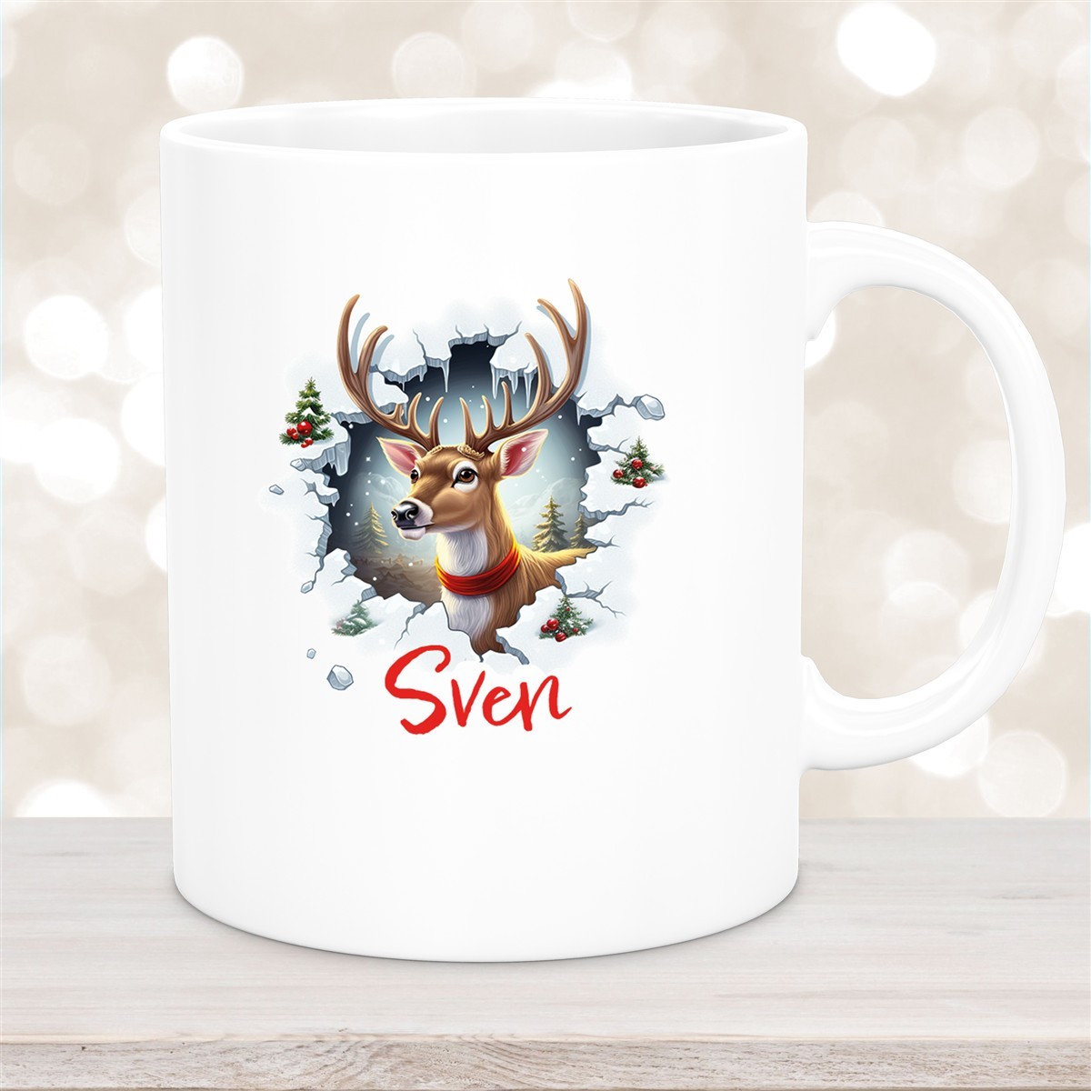Tasse Wunschname Christmas Rentier #3 Keramik Kinderbecher versch. Farben