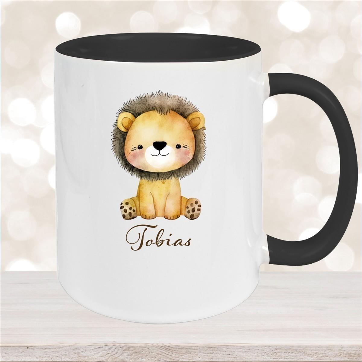 Tasse Wunschname Löwe 1 Keramik Kinderbecher versch. Farben
