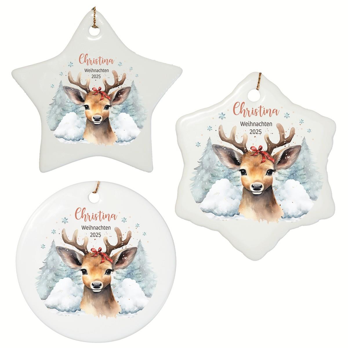 Weihnachtsanhänger personalisiert Rentier Mama 1 Name Motiv Anhänger Keramik, Weihnachtsschmuck, Weihnachtskugel, Christbaumschmuck versch. Formen