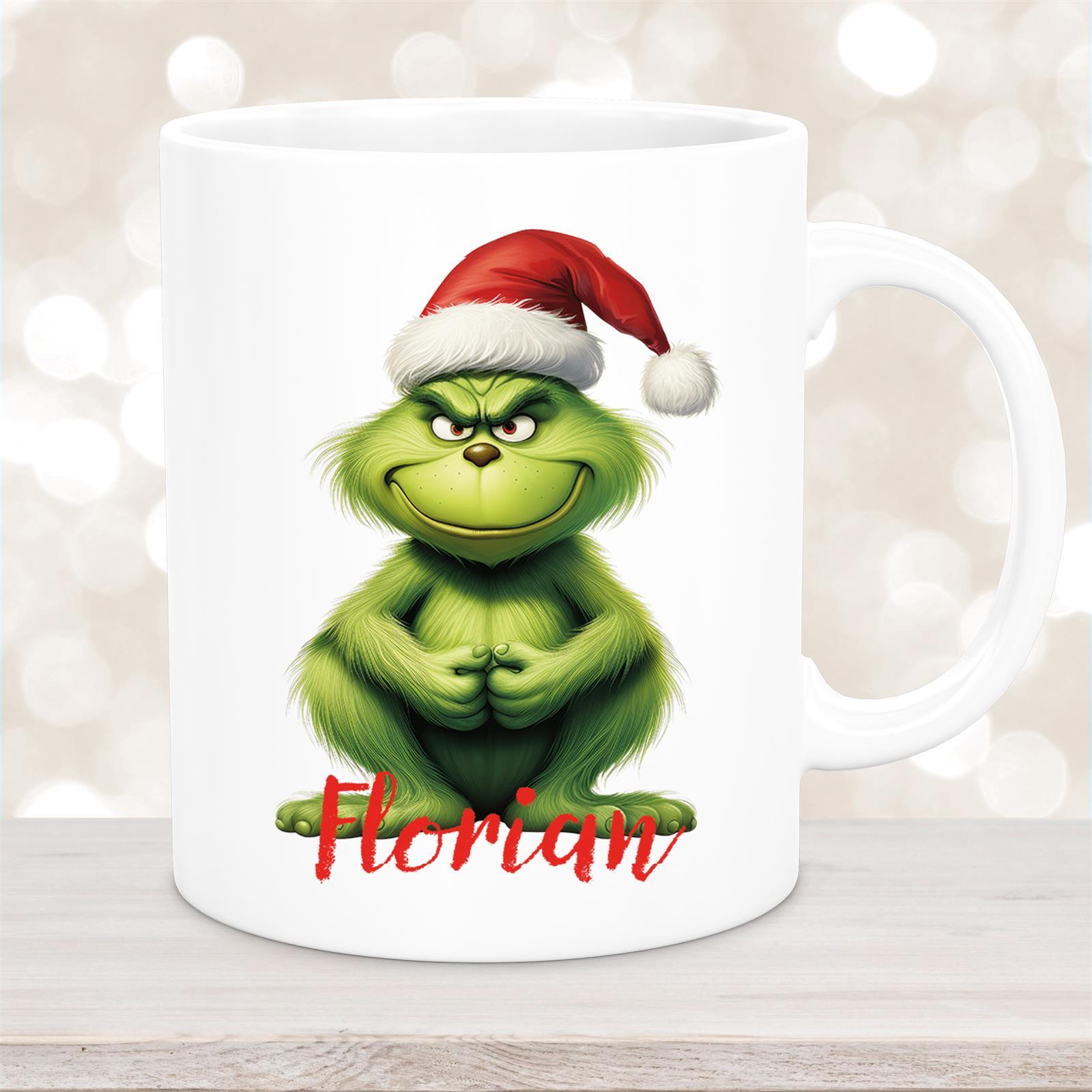 Tasse Wunschname Weihnachten Grinch #5 Keramik Kinderbecher Weiß