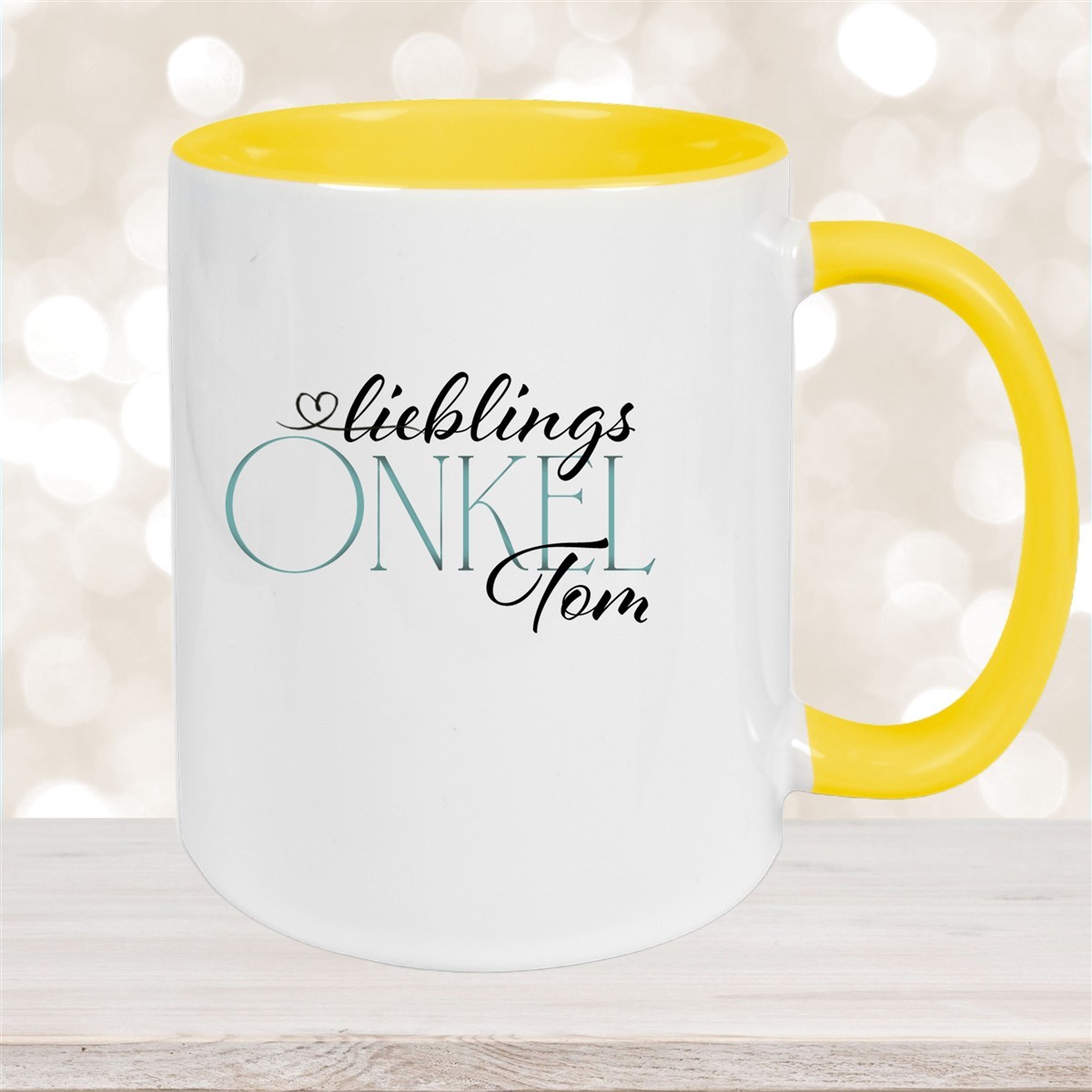 Tasse Wunschname Lieblings-Onkel #1 personalisiert Keramik Becher Gelb