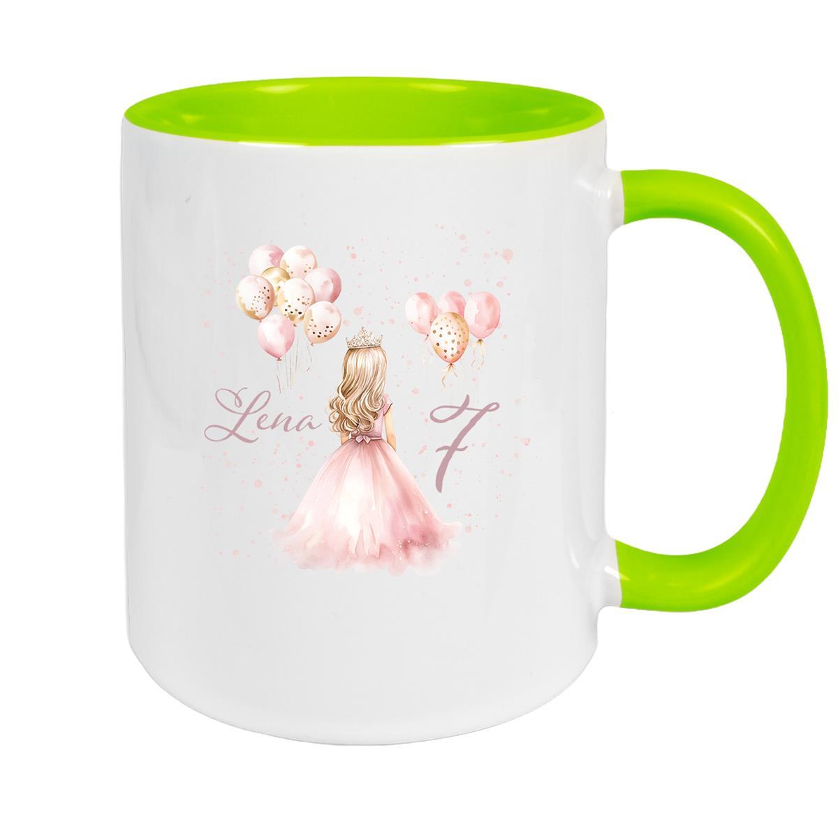 Tasse Geburtstag Prinzessin 2 Wunschname Keramik Kinderbecher Personalisiert versch. Farben