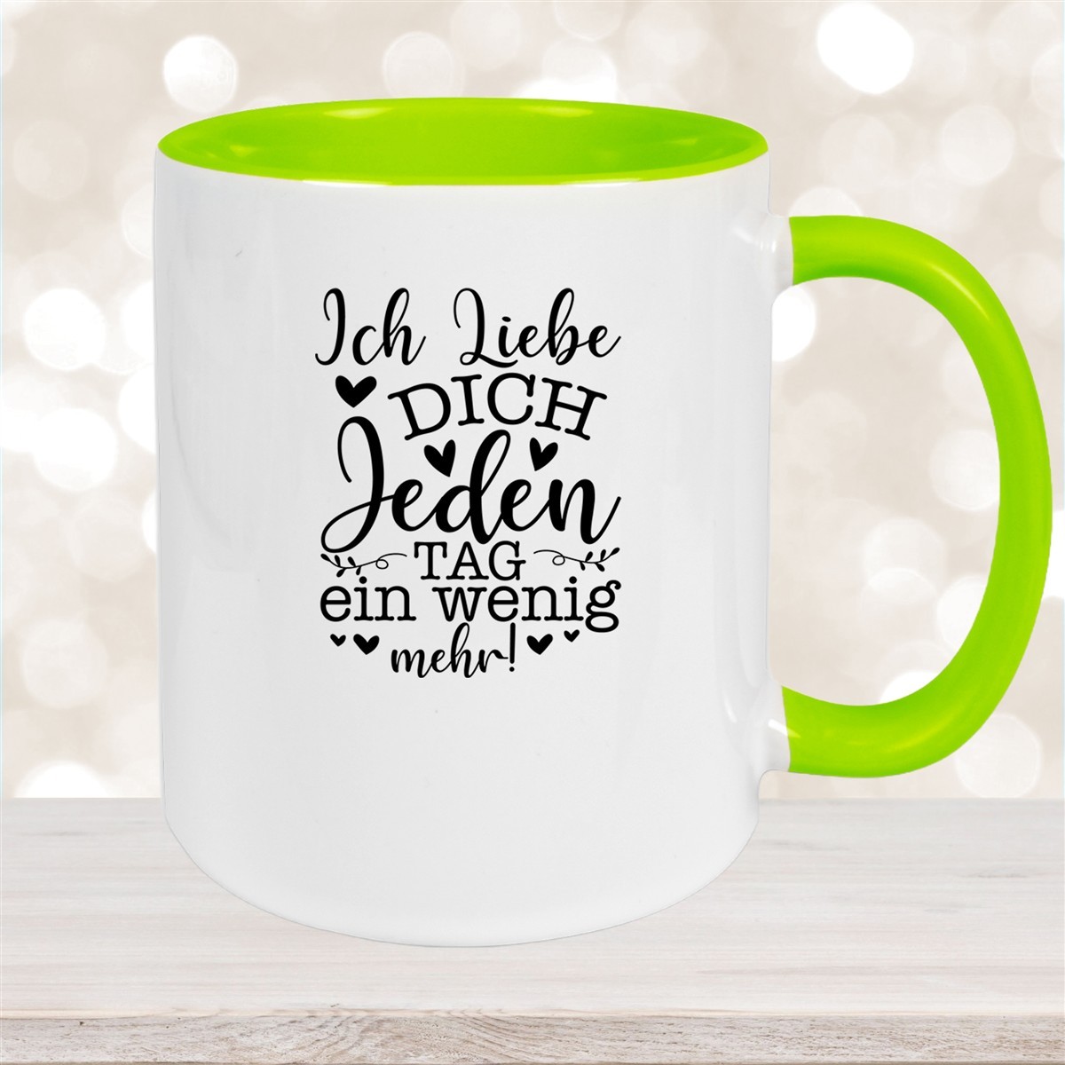 Tasse Spruch Valentinstag #17 Keramik versch. Farben Grün