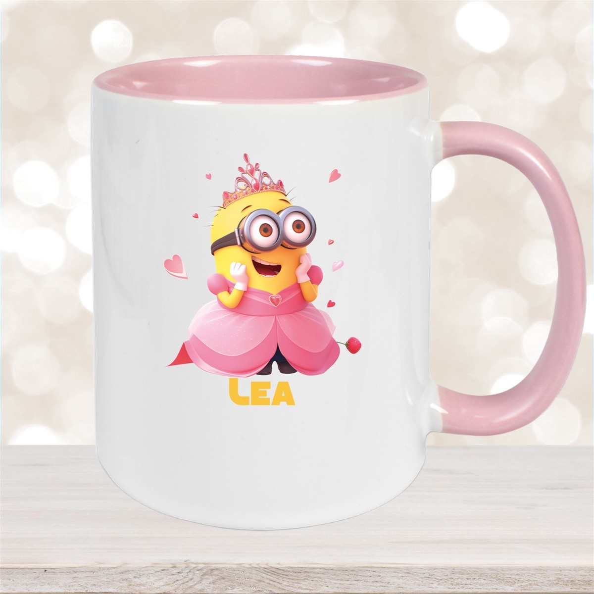 Tasse Minions Kinder Minion #7 Prinzessin Wunschname Keramik Kinderbecher personalisiert versch. Farben Altrosa