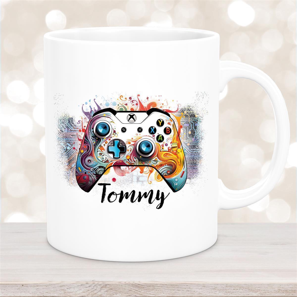 Tasse Gamer #2 Wunschname Keramik Kinderbecher personalisiert Weiß