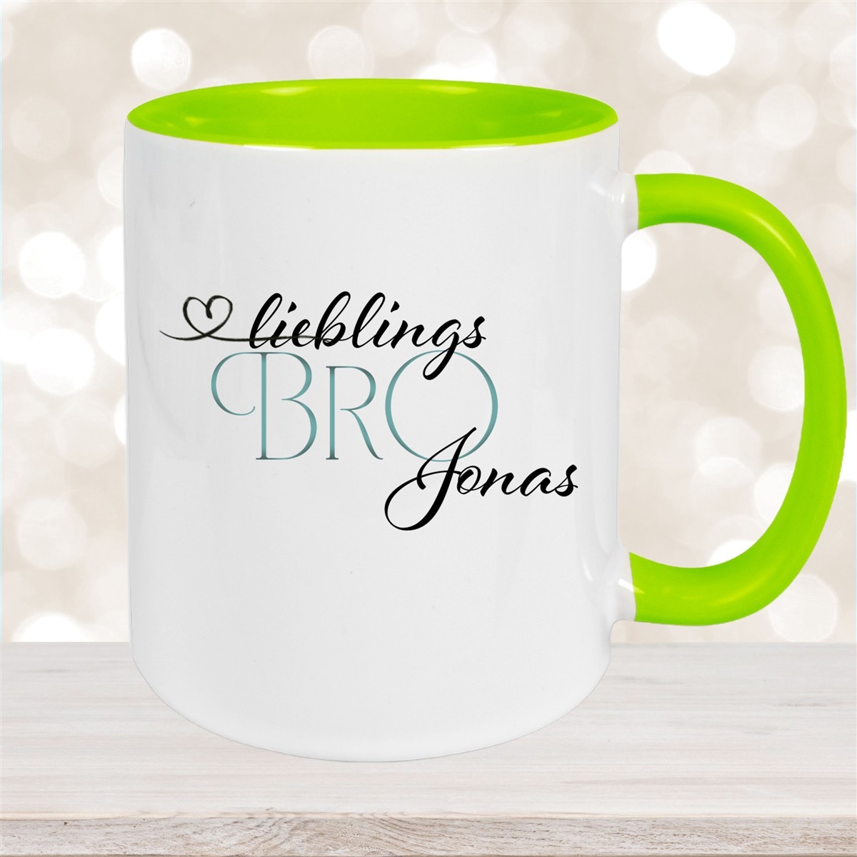 Tasse Wunschname Lieblings-Bro #1 personalisiert Keramik Becher Grün
