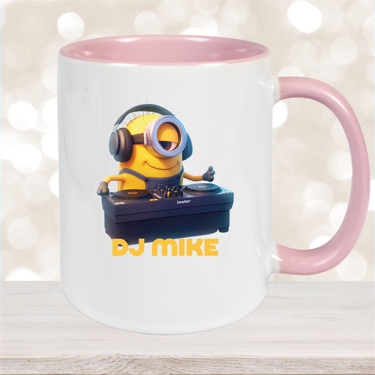 Tasse Minions Kinder Minion #9 DJ Wunschname Keramik Kinderbecher personalisiert versch. Farben Altrosa
