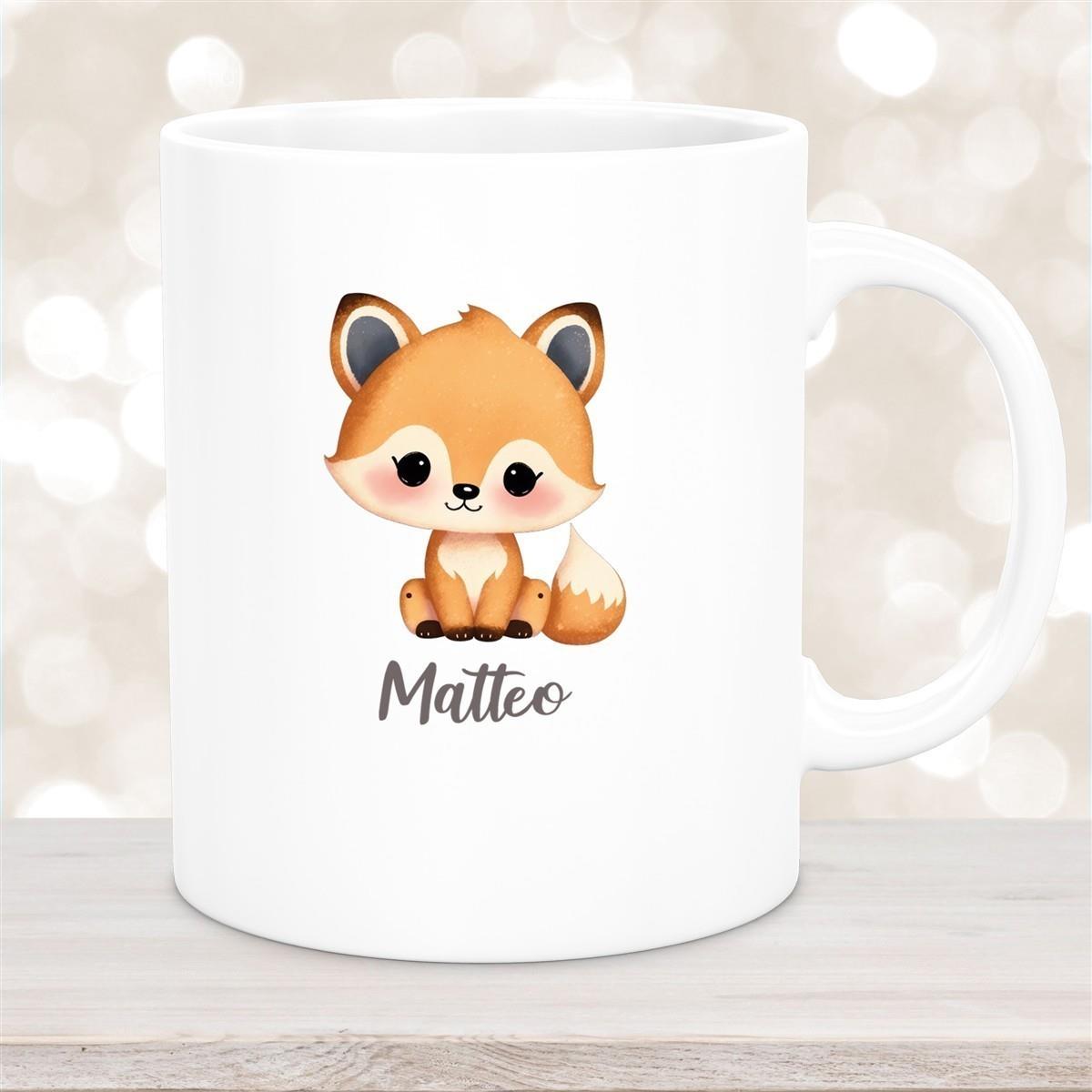 Tasse Wunschname Fuchs 1 Keramik Kinderbecher versch. Farben