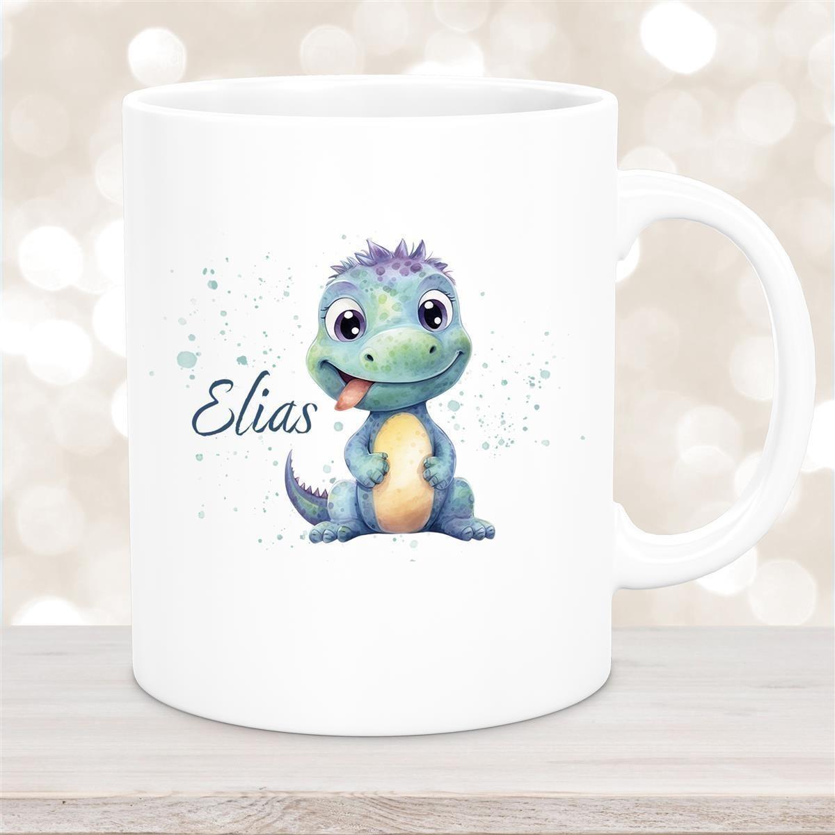 Tasse Dino 13 Wunschname Keramik Kinderbecher Personalisiert versch. Farben