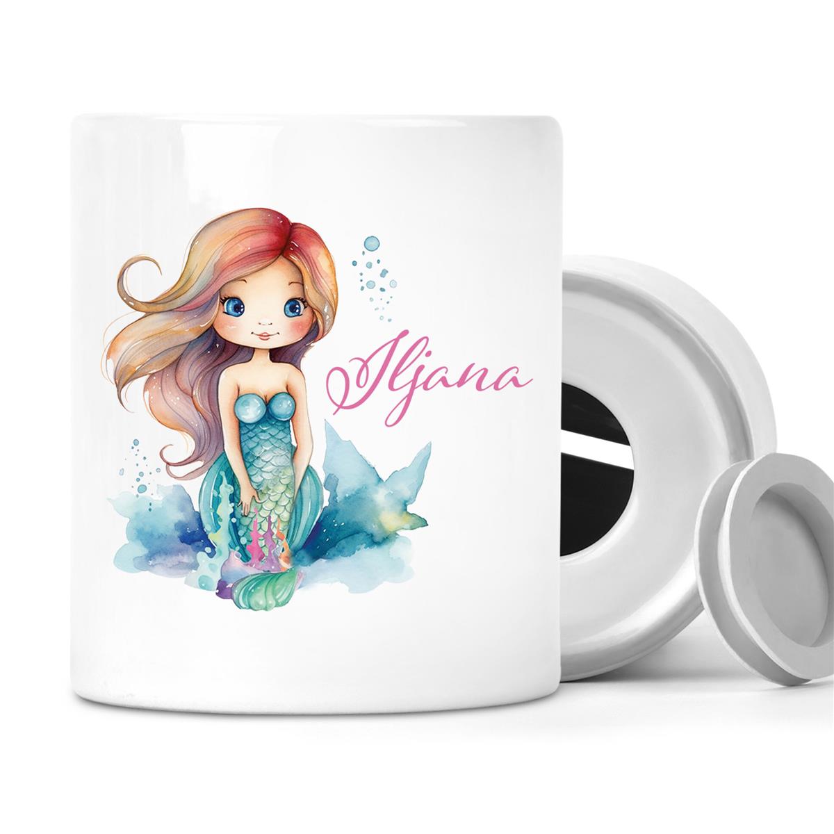 Spardose mit Wunschname Meerjungfrau 2 personalisiert