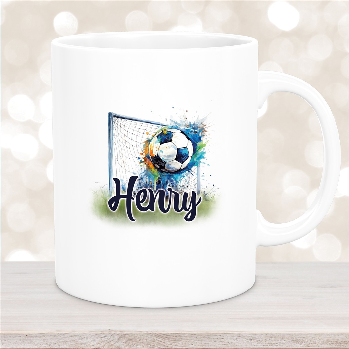 Tasse Wunschname Fußball #13 Personalisiert Keramik Kinderbecher Weiß