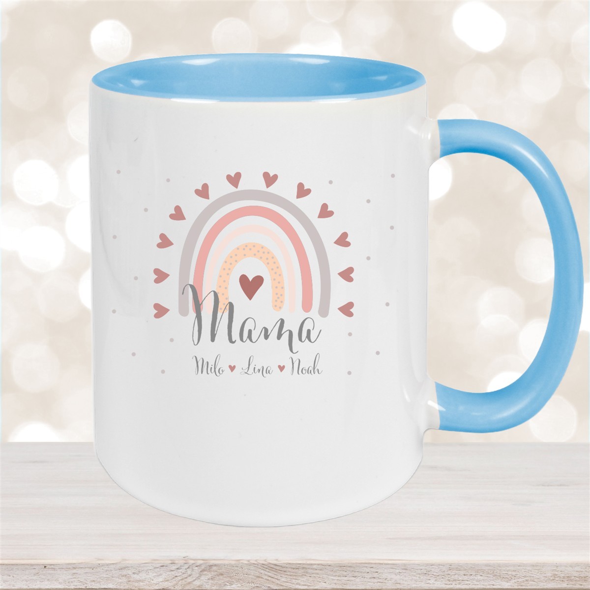 Tasse Muttertag #9 Wunschnamen Keramik Personalisiert Hellblau