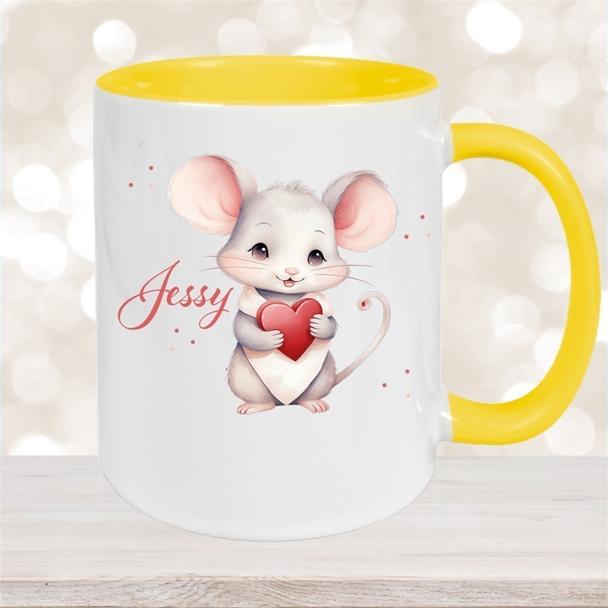 Tasse Liebe - Maus Valentinstag Wunschnamen Keramik personalisiert versch. Farben