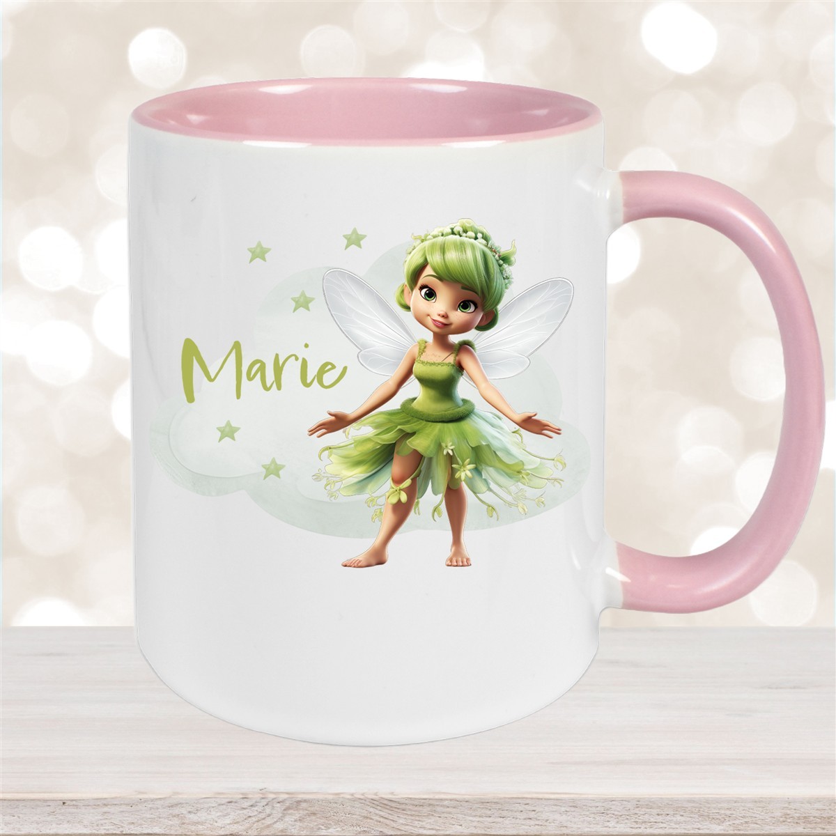 Tasse Fee #3 Wunschname Keramik Kinderbecher personalisiert Altrosa