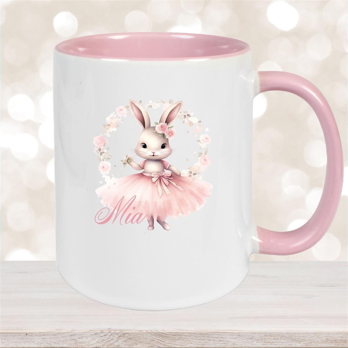 Tasse Ballerina 5 Wunschname Keramik Kinderbecher personalisiert versch. Farben