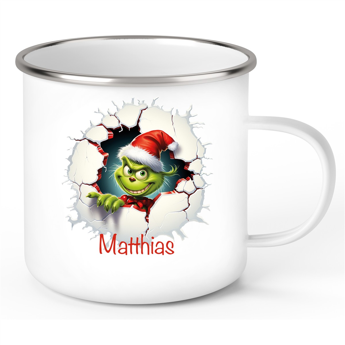 Tasse Wunschname Weihnachten Grinch #8 Emaille Kinderbecher