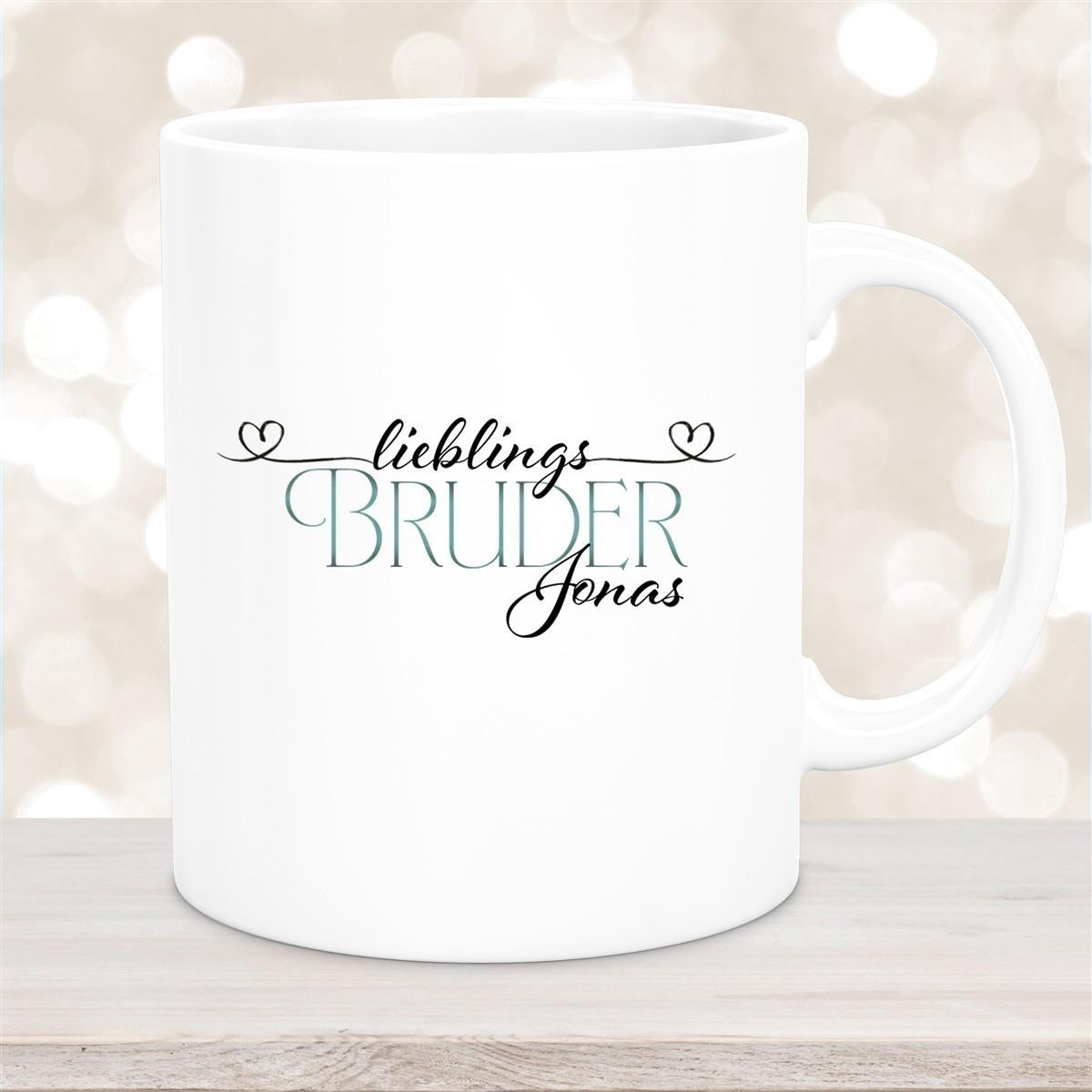 Tasse Wunschname Lieblings-Bruder 1 personalisiert Keramik Becher versch. Farben