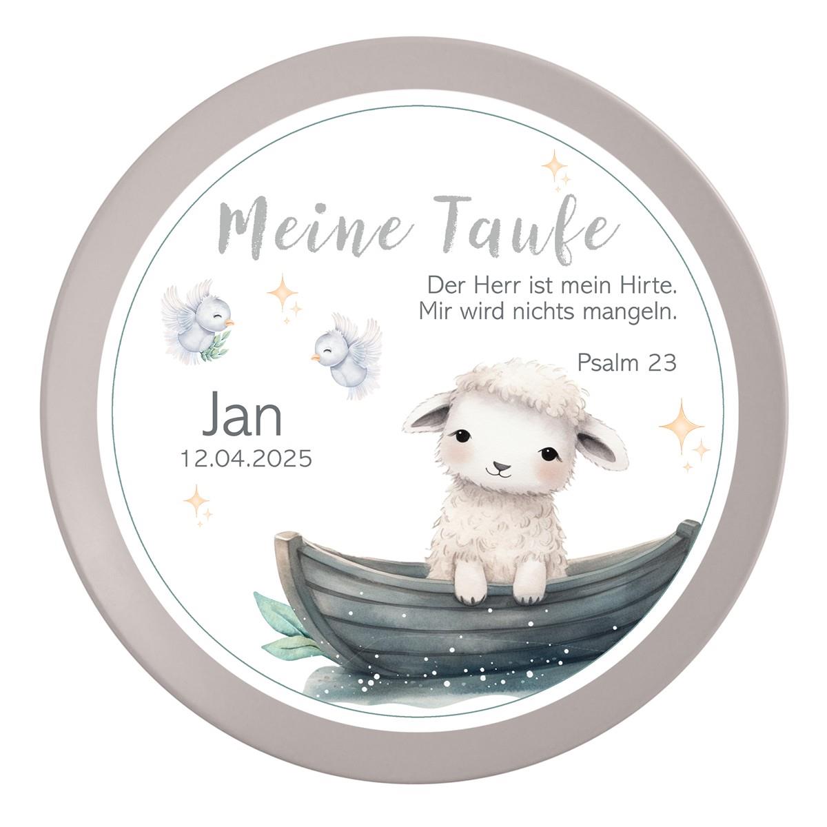 Tortenaufleger Taufe Schaf 1 Name & Datum (20cm)