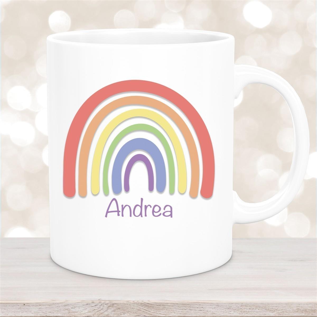 Tasse Wunschname Regenbogen 1 Keramik Kinderbecher versch. Farben