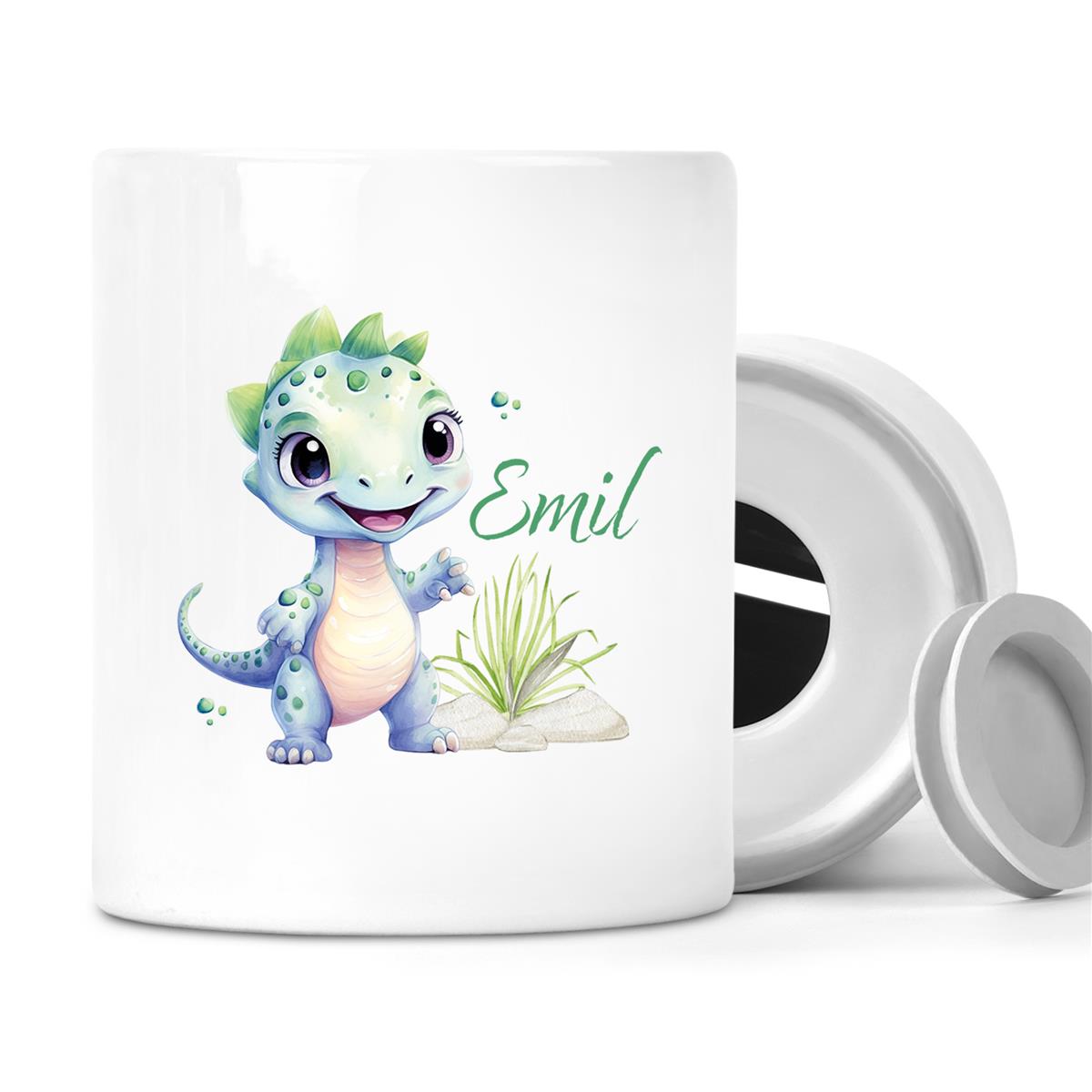 Spardose mit Wunschname Dino #14 personalisiert