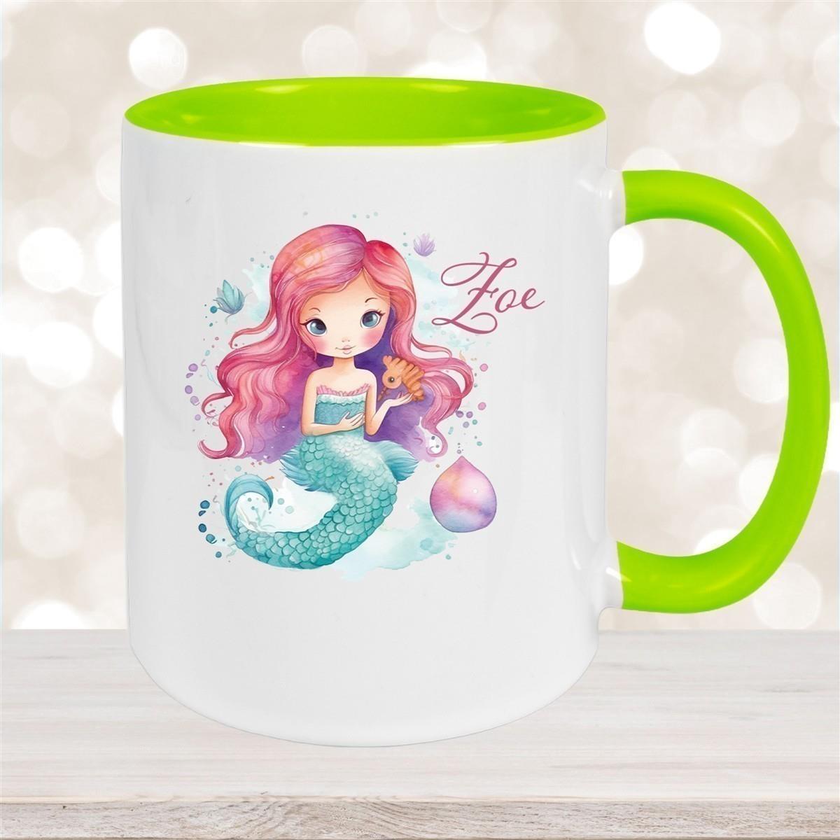 Tasse Wunschname Meerjungfrau 1 Keramik Kinderbecher versch. Farben