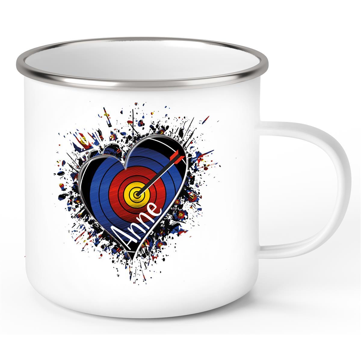 Tasse Bogenschütze 4 Wunschname Emaille personalisiert