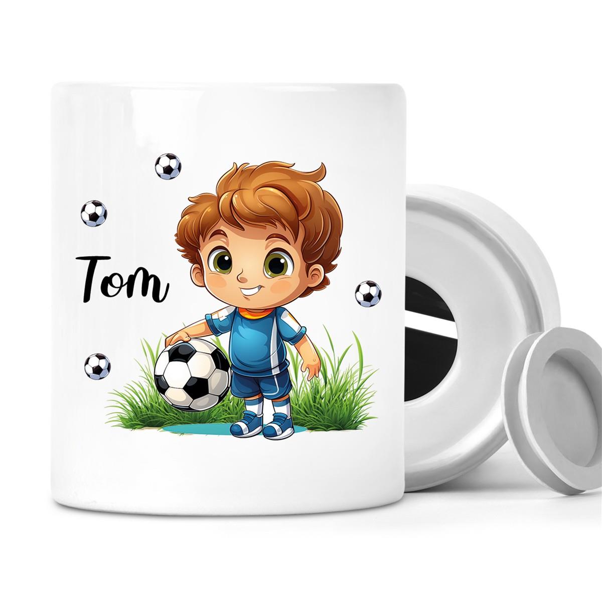 Spardose mit Wunschname Fußball 7 personalisiert
